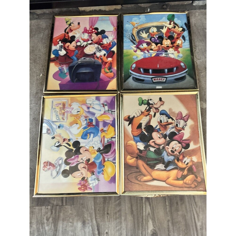 Vintage Disney Framed Art Set of 4 - Mickey Mouse & Friends Pop Art